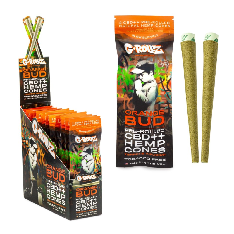 G-ROLLZ _ BANKSY’S GRAFFITI – 2X ‘ORANGE BUD’ PRE-ROLLED CBD++ HEMP CONES