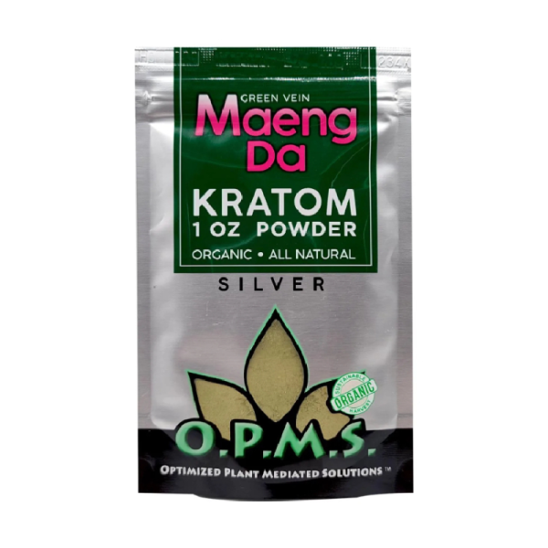 Green Vein Maeng Da 1oz Powder by OPMS Silver – distributed by New England Distro