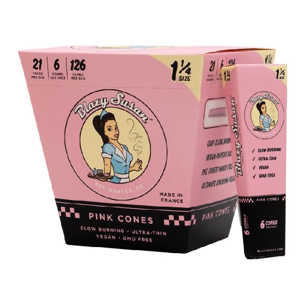 Pink Cone 1.25 6 Pack 21 per Box by Blazy Susan – distributed by New England Distro
