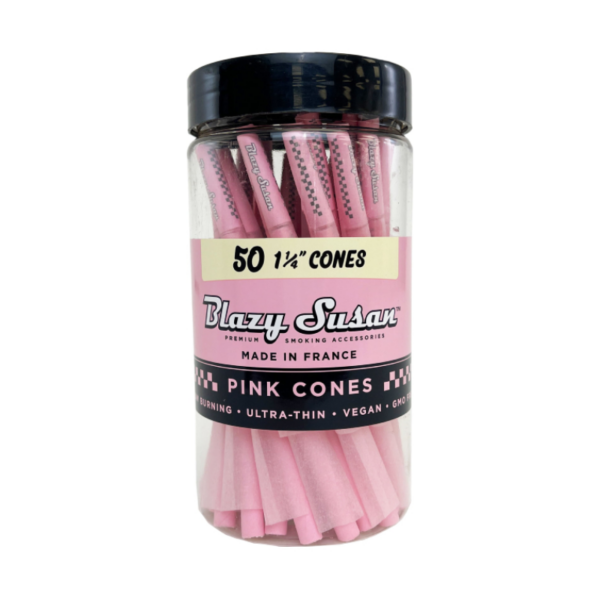 Pink Cone 1.25 Size 50ct Jar by Blazy Susan – distributed by New England Distro