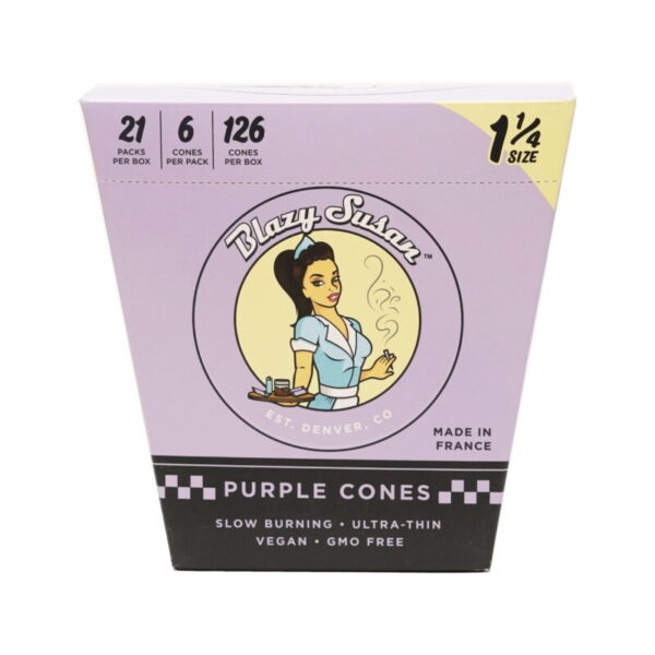 Purple Cone 1.25 Pack 12 Per Box by Blazy Susan – distributed by New England Distro