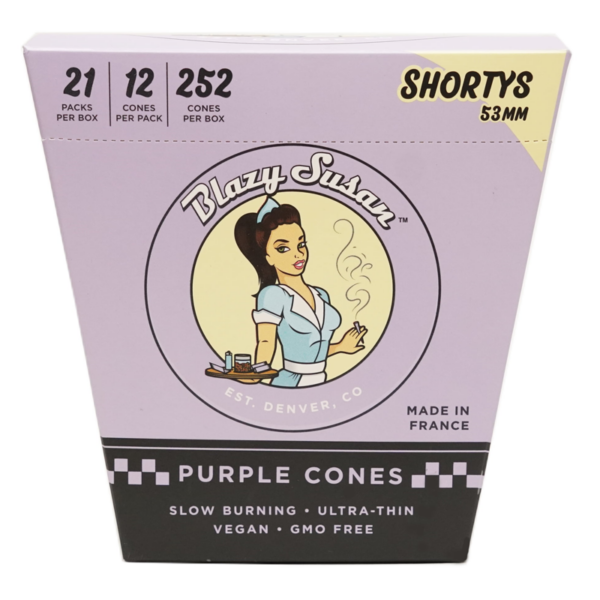 Purple Cone Shortys 53MM 21 Pack 12CT Per Box by Blazy Susan – distributed by New England Distro