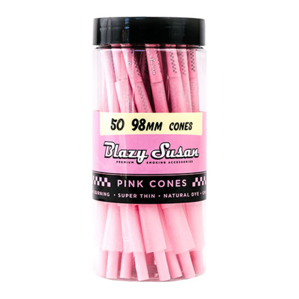 Pink Cone 98mm 50ct Jar by Blazy Susan – distributed by New England Distro