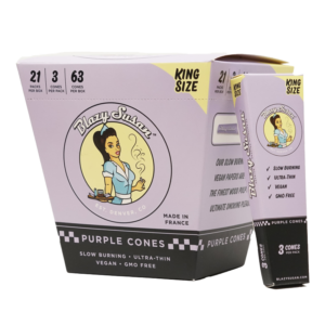 Purple Cone KingSize 3 Pack 21 Per Box by Blazy Susan – distributed by New England Distro